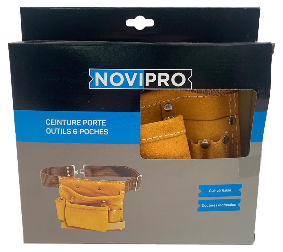 NOVIPRO - Ceinture porte-outils cuir croute 6 poches Novipro
